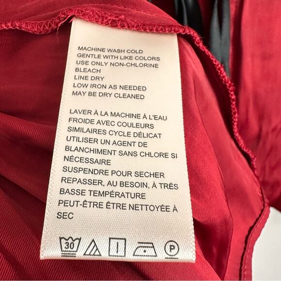 NWT Free People Arabella Satin Rubies Red Tie Back Blouse Sz XS Party Going Out - Picture 12 of 14